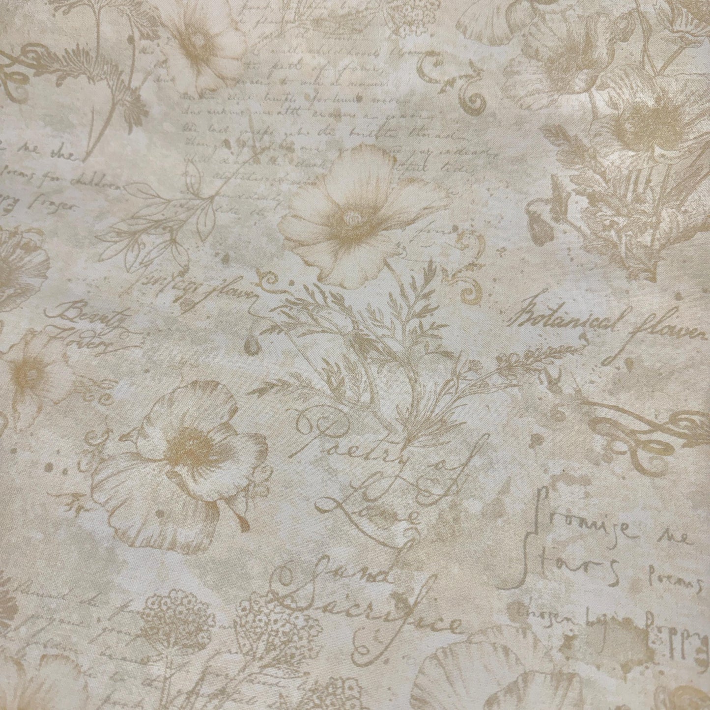 Toile Poppy Flower Fabric - 100% Cotton - Timeless Treasures - CD3807