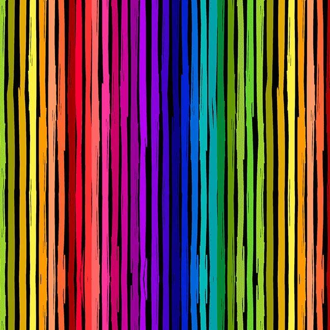 Rainbow Stripes Fabric - 100% Cotton - Timeless Treasures - CD3825