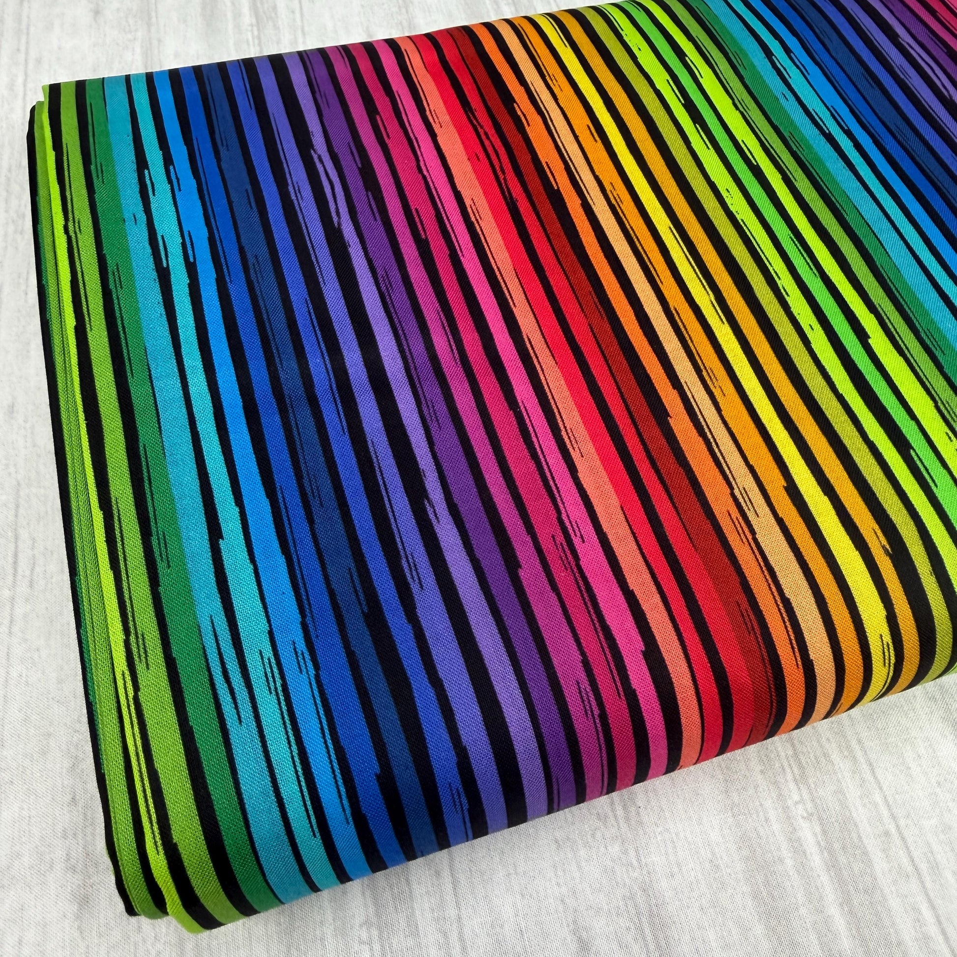 Rainbow Stripes Fabric - 100% Cotton - Timeless Treasures - CD3825