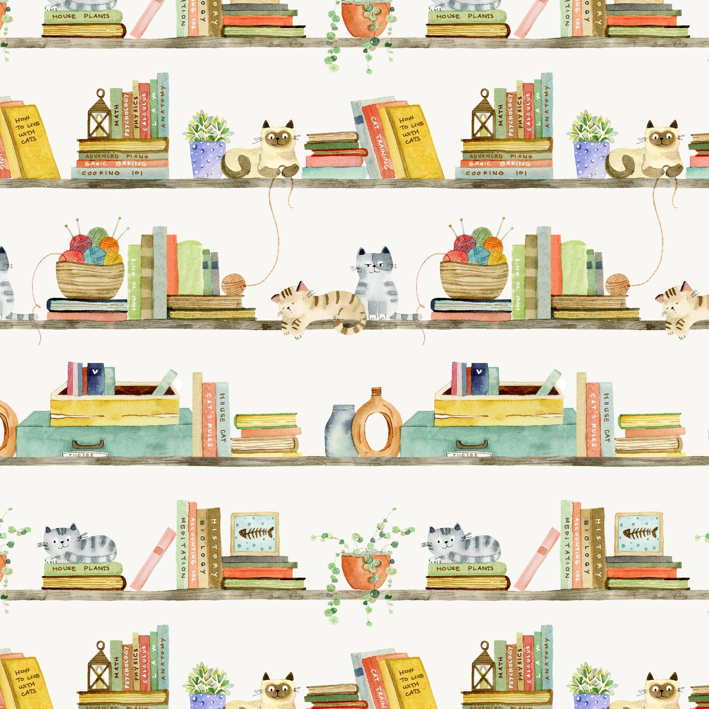 Cat fabric - Cats and Books - 100% Cotton - Windham - Cats Around Town