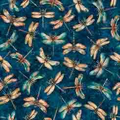 Dragonfly fabric - Serenity Collection by QT - 100% Cotton - 31834N Navy