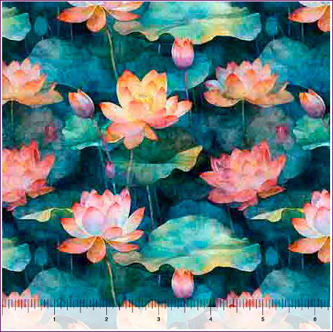 Lotus flower fabric - Serenity Collection by QT - 100% Cotton - 31835 X