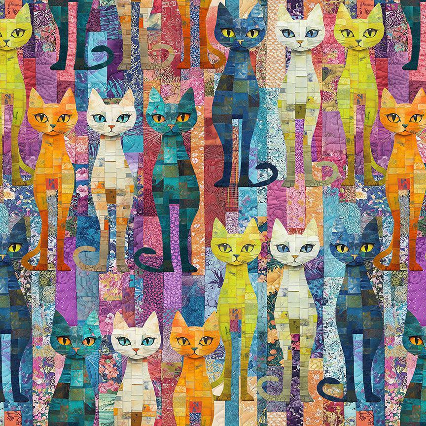 Packed Quilt Cat Fabric - Sophisticat - Timeless Treasures - 100% Cotton - CD4004