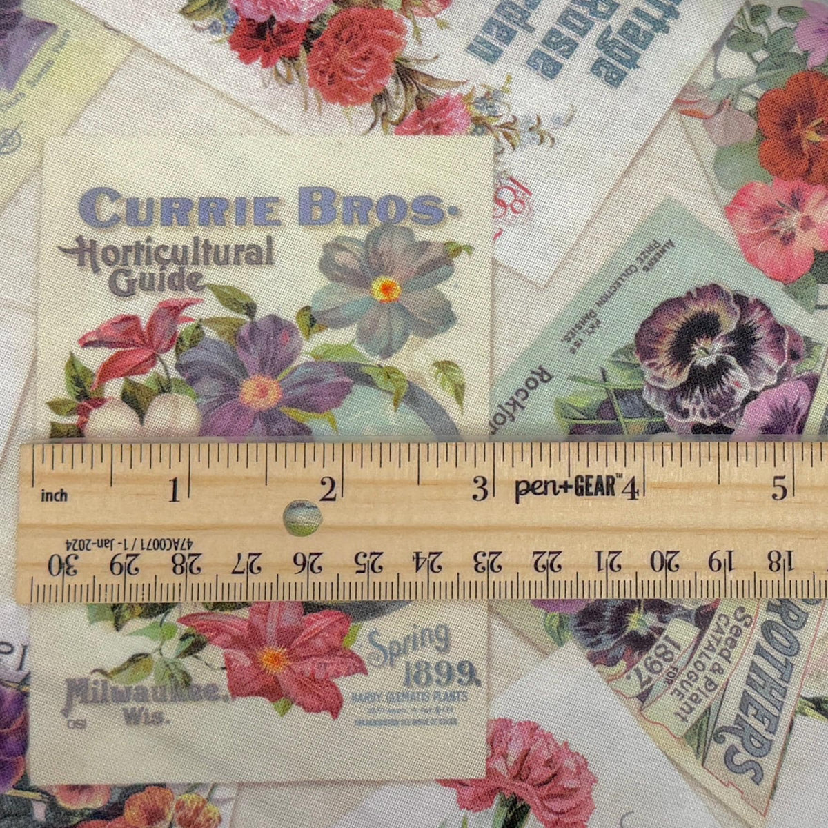 Seed Catalog Fabric - Cottage Lace collection - 100% Cotton - Marcus Fabrics - R261466D Multi