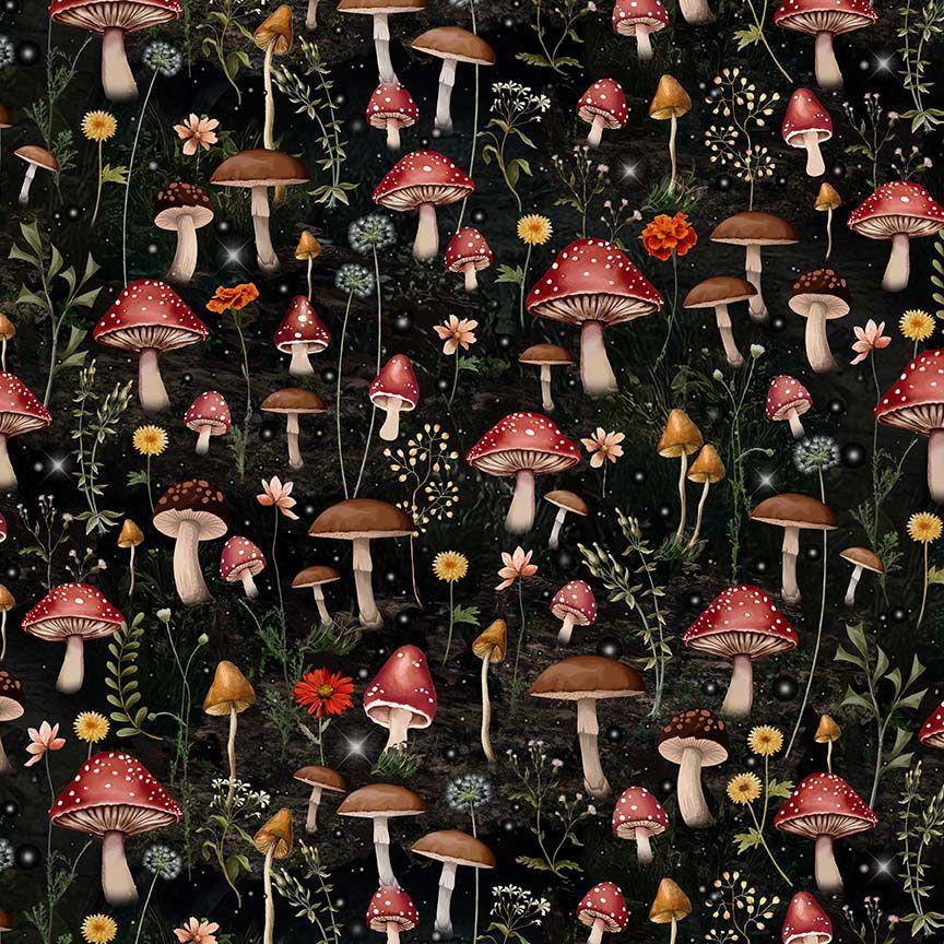 Forest Mushroom Fabric - Into the Woods - 100% cotton - Timeless Treasures - Katie-CD4417