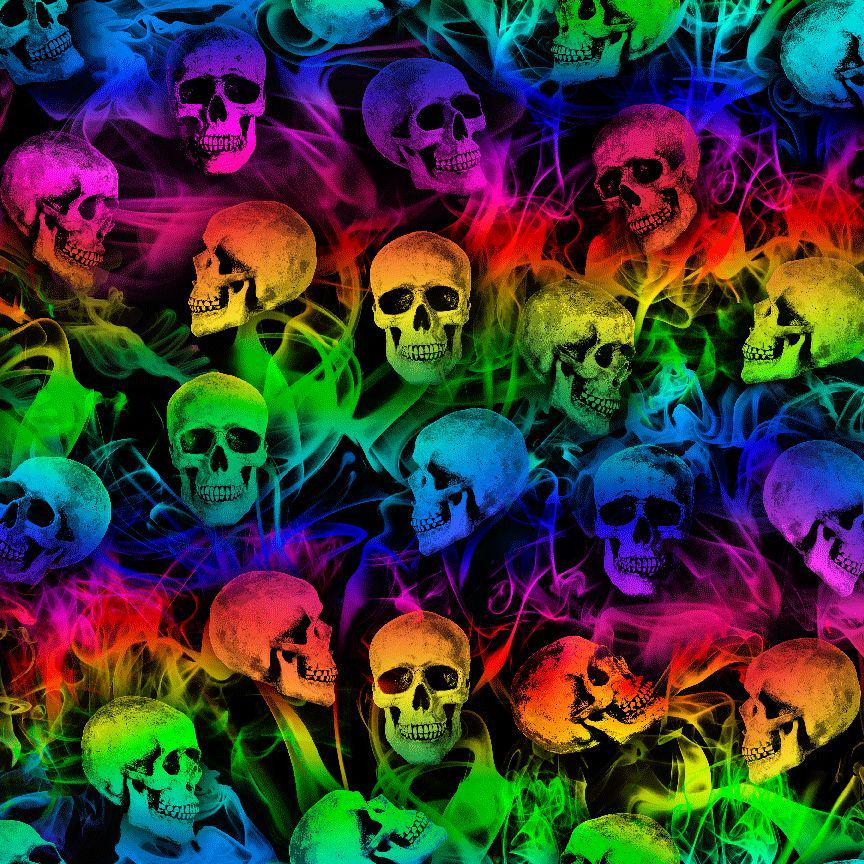 Smoky Rainbow Skull Fabric - 100% Cotton - Timeless Treasures - CD4098