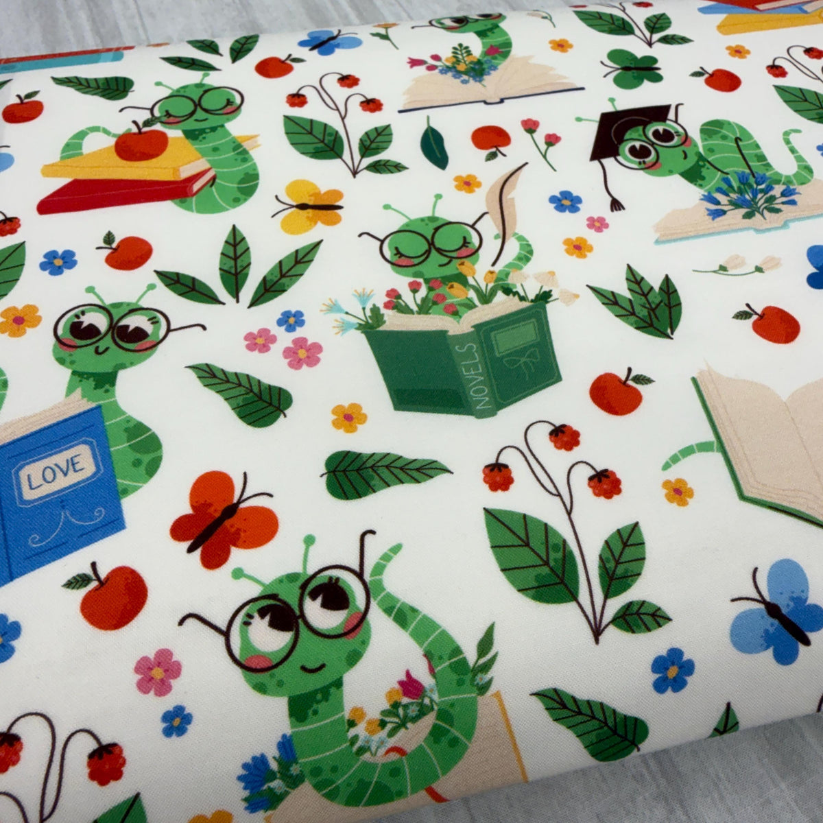 Book Worm Fabric - Book Toss - 100% Cotton - Paintbrush Studio Fabrics - 12026514