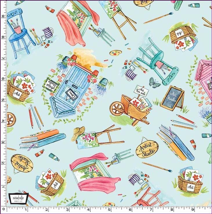 Artist's Studio Fabric - 100% Cotton - Michael Miller - DDC11746-Blue-D