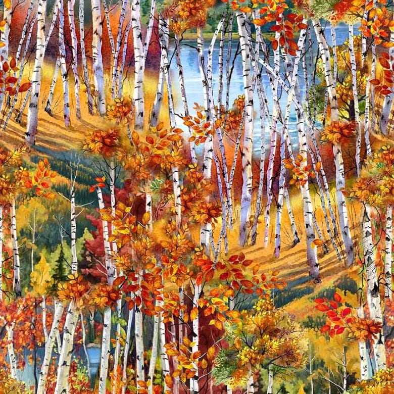 Autumn Landscape- Autumn Lake - 100% Cotton - Michael Miller - DCX12463-MULT-D