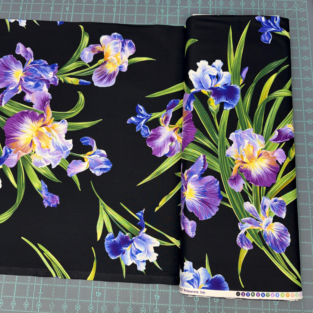 Purple Iris Fabric - LARGE Scale - Michael Miller - 100% cotton - Primavera Iris - DC4127-BLAC-D