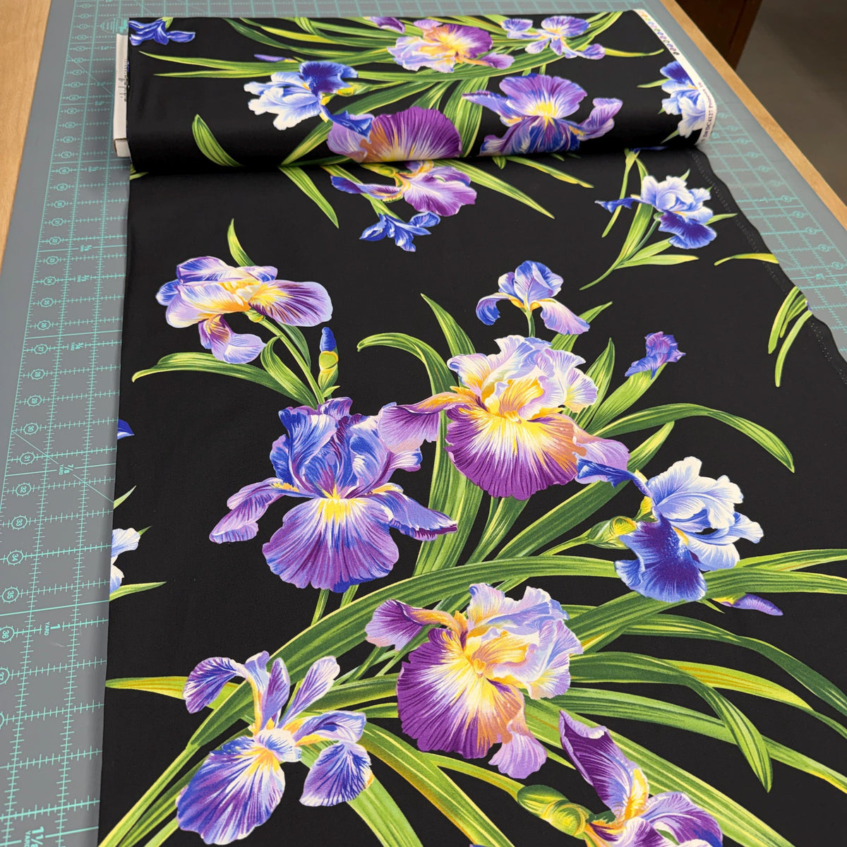 Purple Iris Fabric - LARGE Scale - Michael Miller - 100% cotton - Primavera Iris - DC4127-BLAC-D