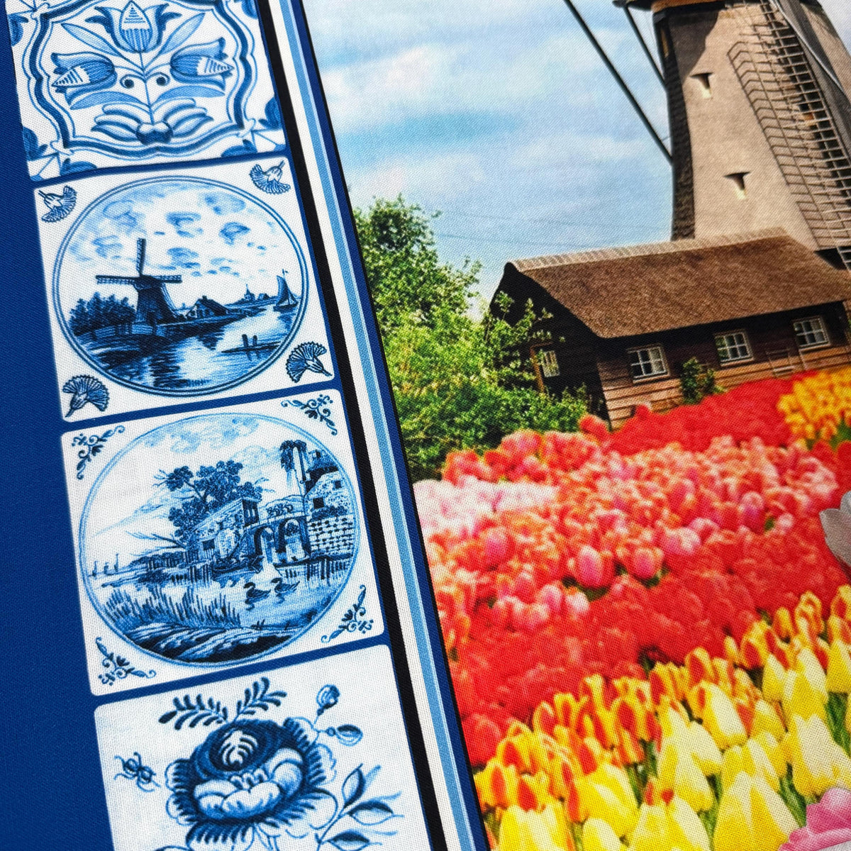 Tulip Field Fabric Panel - 24" x 44" - Spring in Delft - 100% cotton - Michael Miller
