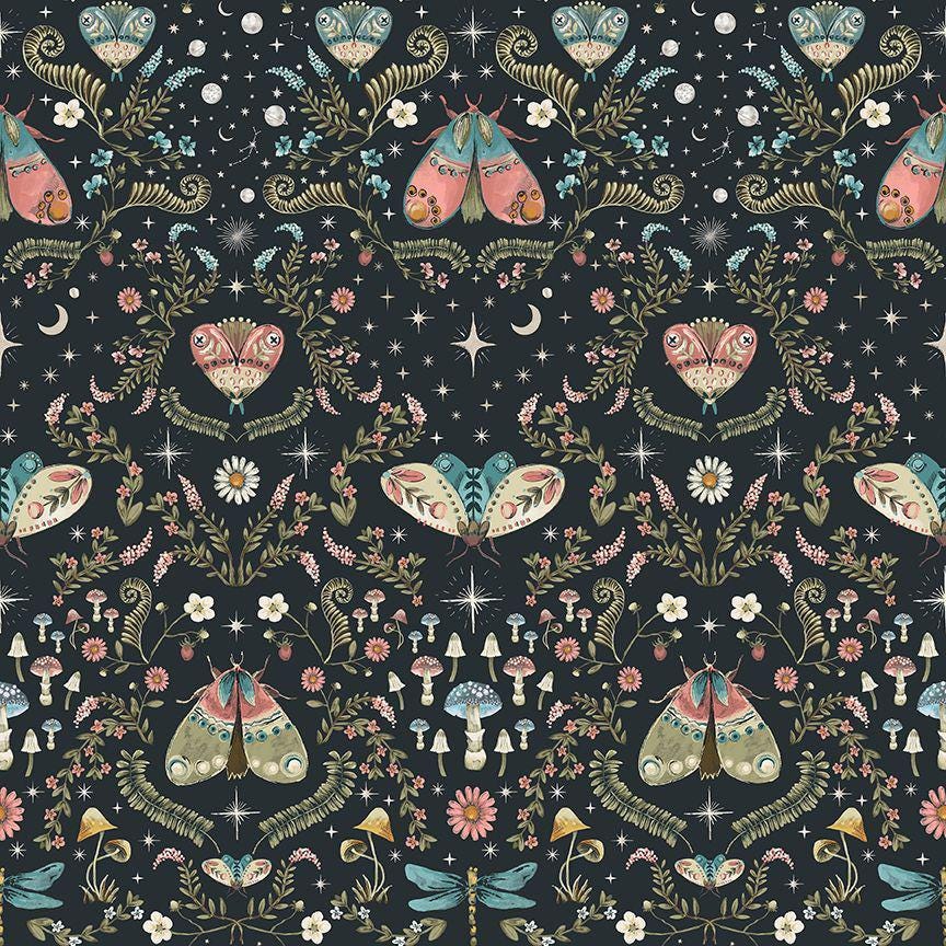 Moth Fabric - Moon Garden - 100% cotton - Dear Stella D3344