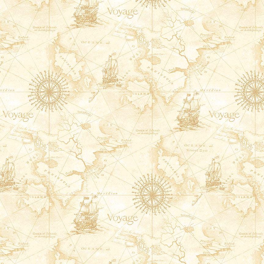 Sea Map Fabric - Timeless Treasures - 100% Cotton - CD3766