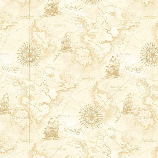 Sea Map Fabric - Timeless Treasures - 100% Cotton - CD3766