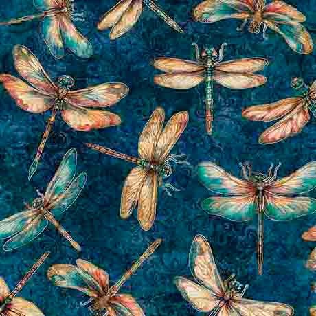 Dragonfly fabric - Serenity Collection by QT - 100% Cotton - 31834N Navy
