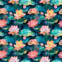 Lotus flower fabric - Serenity Collection by QT - 100% Cotton - 31835 X
