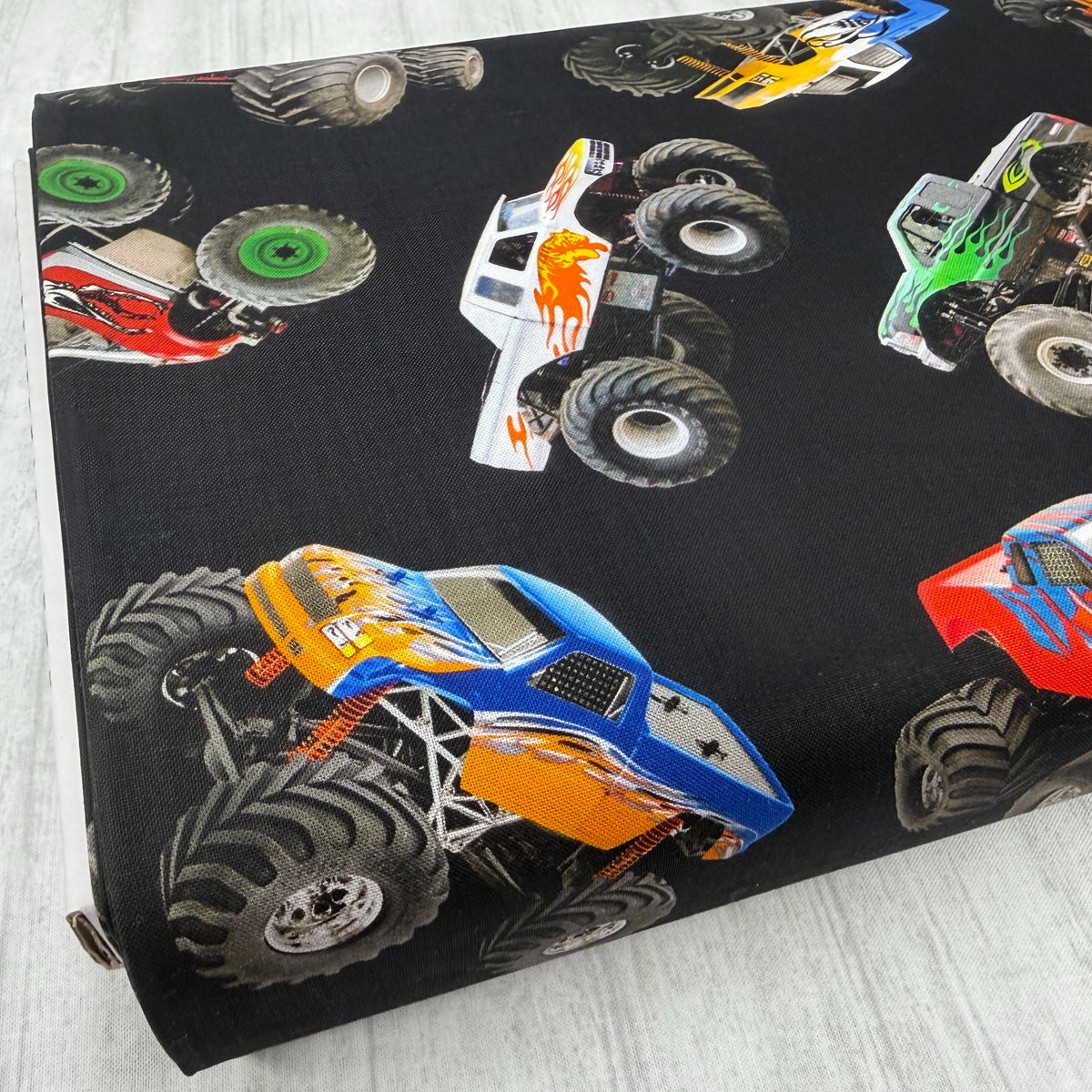 Monster Truck Fabric - Elizabeth's Studio - 100% cotton - In Motion 396 Black