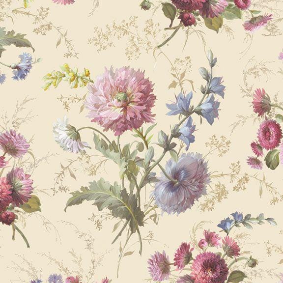 Wild Garden - Wild Flowers Collection by the Smithsonian Institute - 100% Cotton - Marcus Fabrics - R651624D Cream