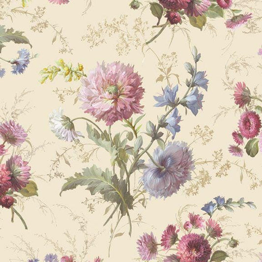 Wild Garden - Wild Flowers Collection by the Smithsonian Institute - 100% Cotton - Marcus Fabrics - R651624D Cream