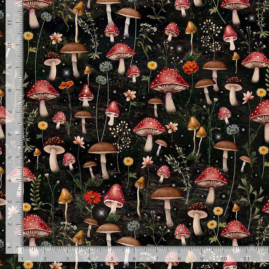 Forest Mushroom Fabric - Into the Woods - 100% cotton - Timeless Treasures - Katie-CD4417