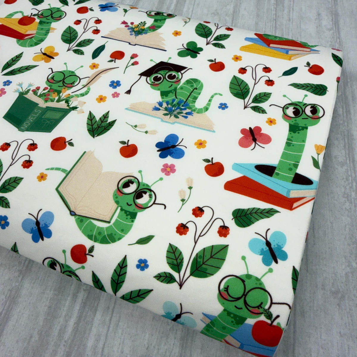 Book Worm Fabric - Book Toss - 100% Cotton - Paintbrush Studio Fabrics - 12026514