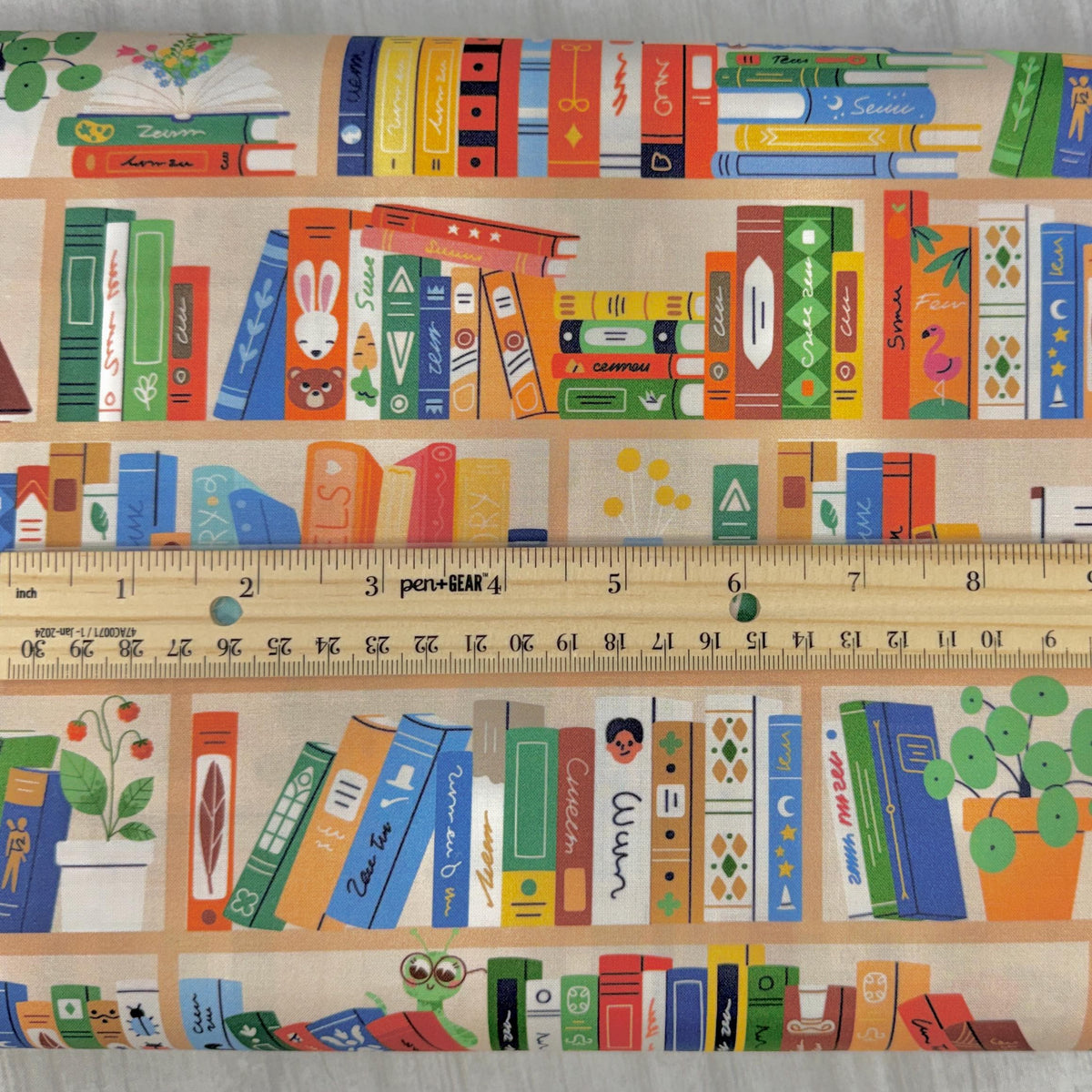 Book Worm Fabric - Book Shelves - 100% Cotton - Paintbrush Studio Fabrics - 12026515