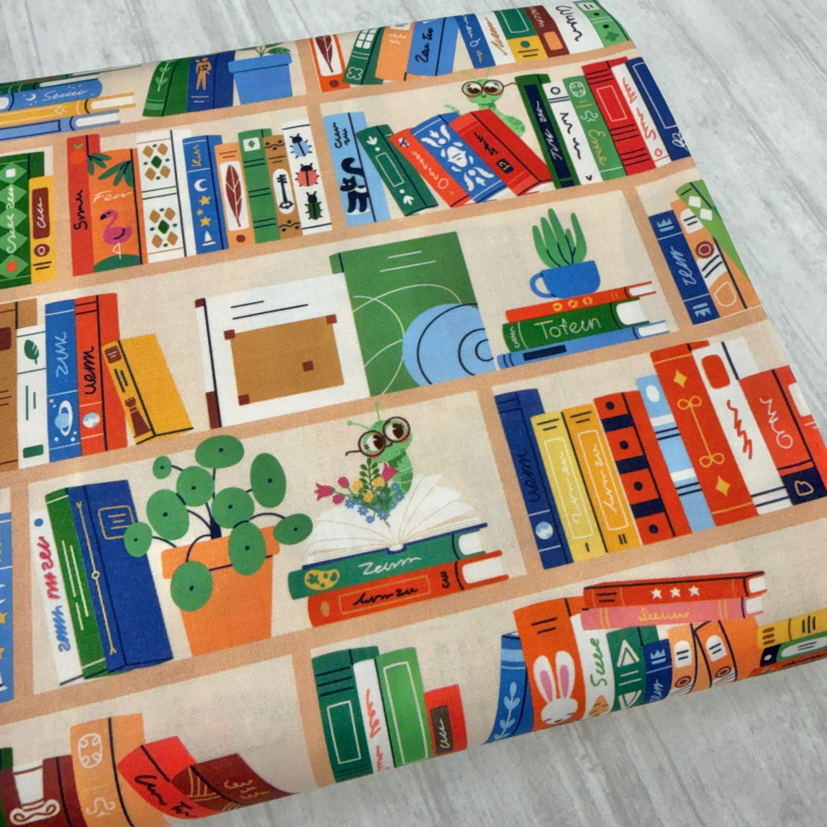 Book Worm Fabric - Book Shelves - 100% Cotton - Paintbrush Studio Fabrics - 12026515