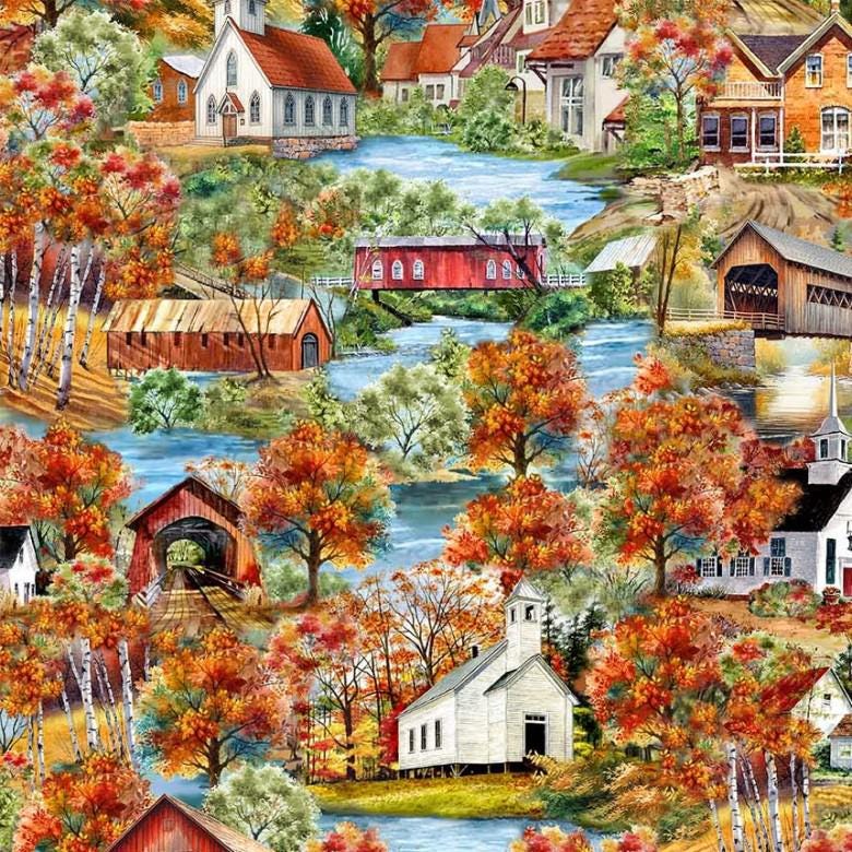 Autumn Bliss - Autumn Lake - 100% Cotton - Michael Miller - DCX12457-MULT-D