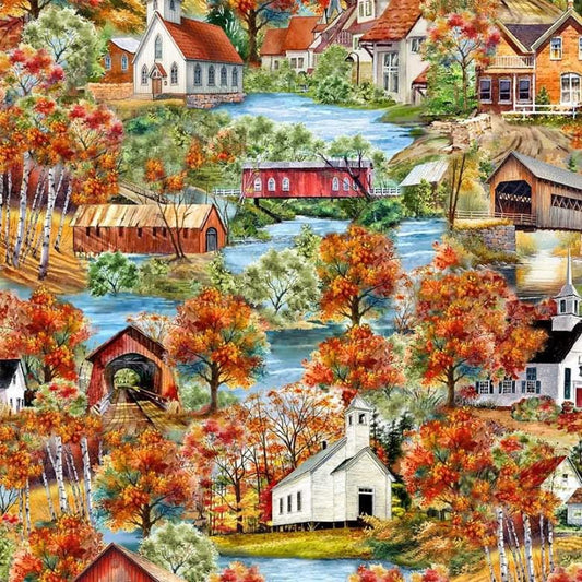 Autumn Bliss - Autumn Lake - 100% Cotton - Michael Miller - DCX12457-MULT-D
