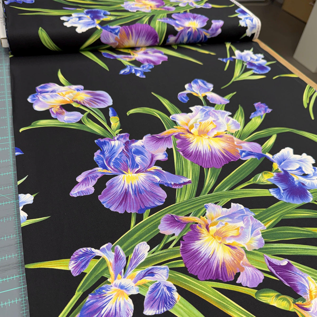 Purple Iris Fabric - LARGE Scale - Michael Miller - 100% cotton - Primavera Iris - DC4127-BLAC-D