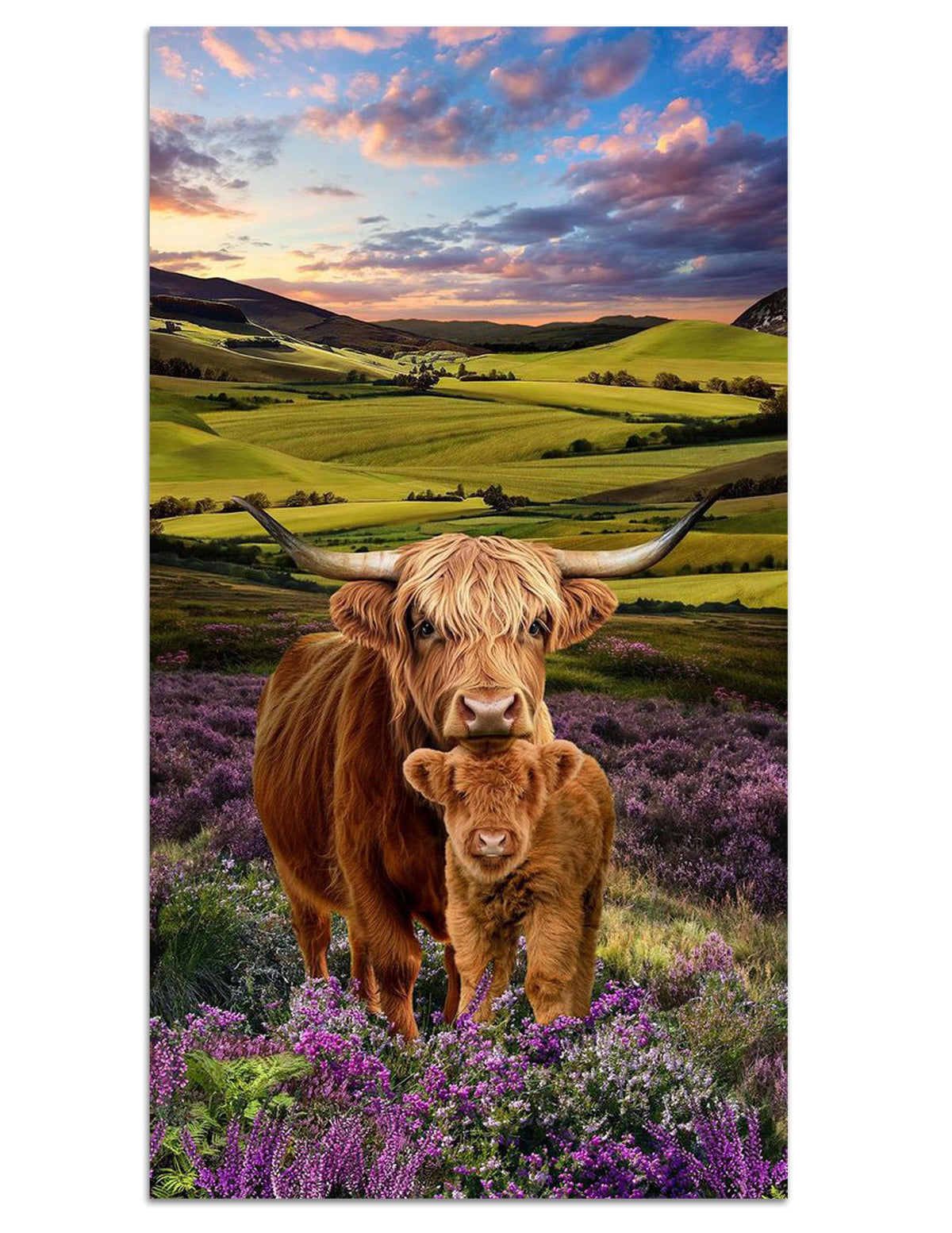 Highland Cow Fabric Panel - 24" x 44" - 100% cotton - Timeless Treasures - Heather & Highland