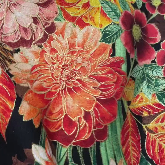 Fall Floral Fabric - Metallic Accents - Harvest Festival
