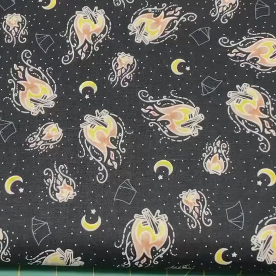 Campfire - By the light of the fire in Navy - Light Up My World collection by Michael Miller fabrics - 100% Cotton Fabric