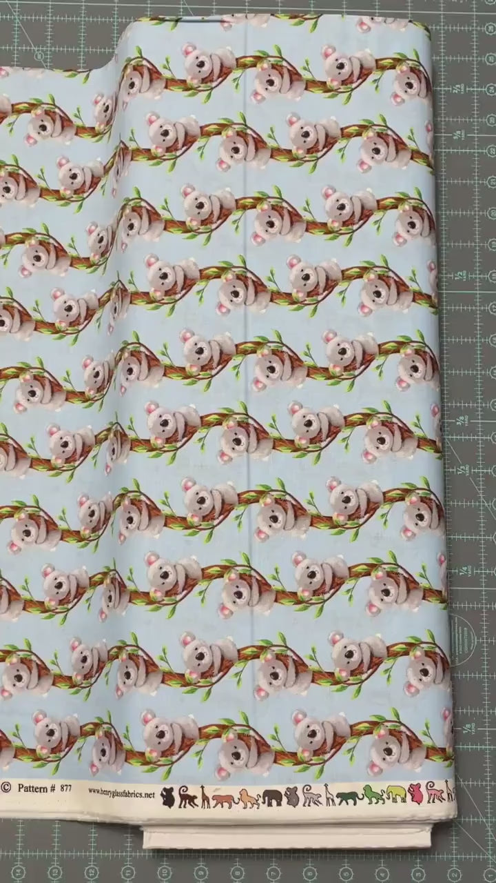 Koala Fabric - 100% cotton - Henry Glass - Koalas on Trees - Party Animals by Rob Parkinson