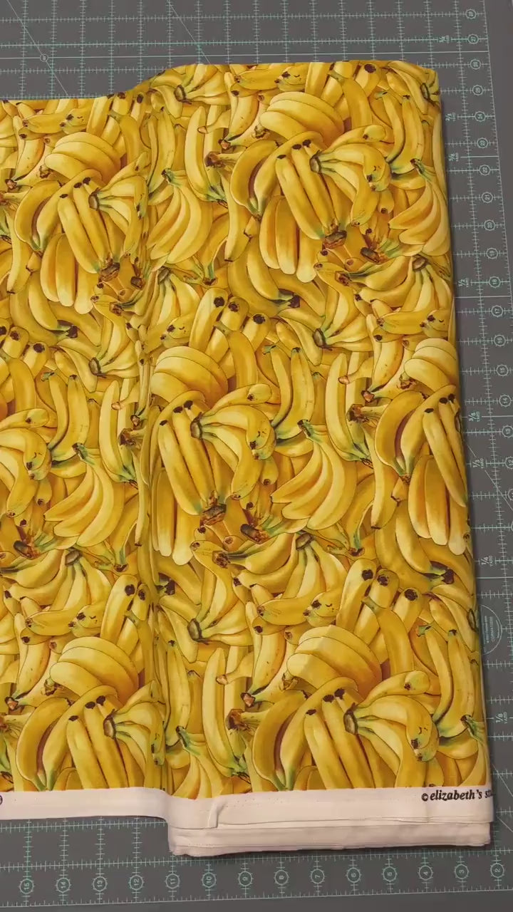 Banana Fabric - Food Festival collection - Elizabeth's Studio - 100% Cotton - Fruit Material Food Theme Picnic Monkey - Ships NEXT DAY