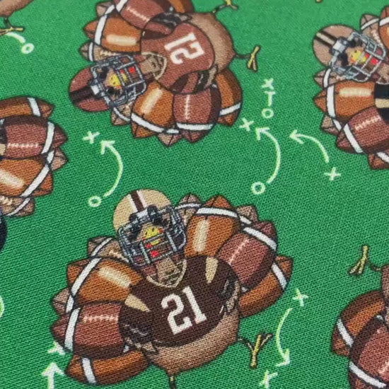 Thanksgiving football fabric - Green Team Turkey