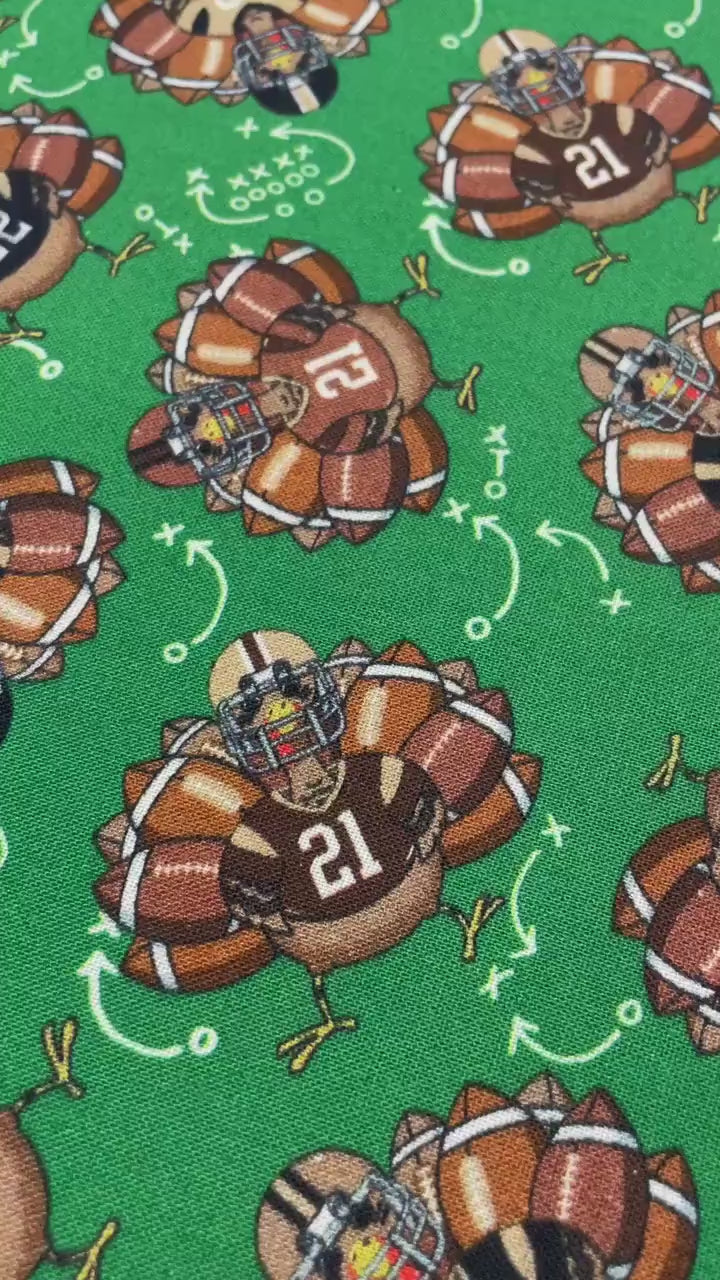 Thanksgiving football fabric - Green Team Turkey