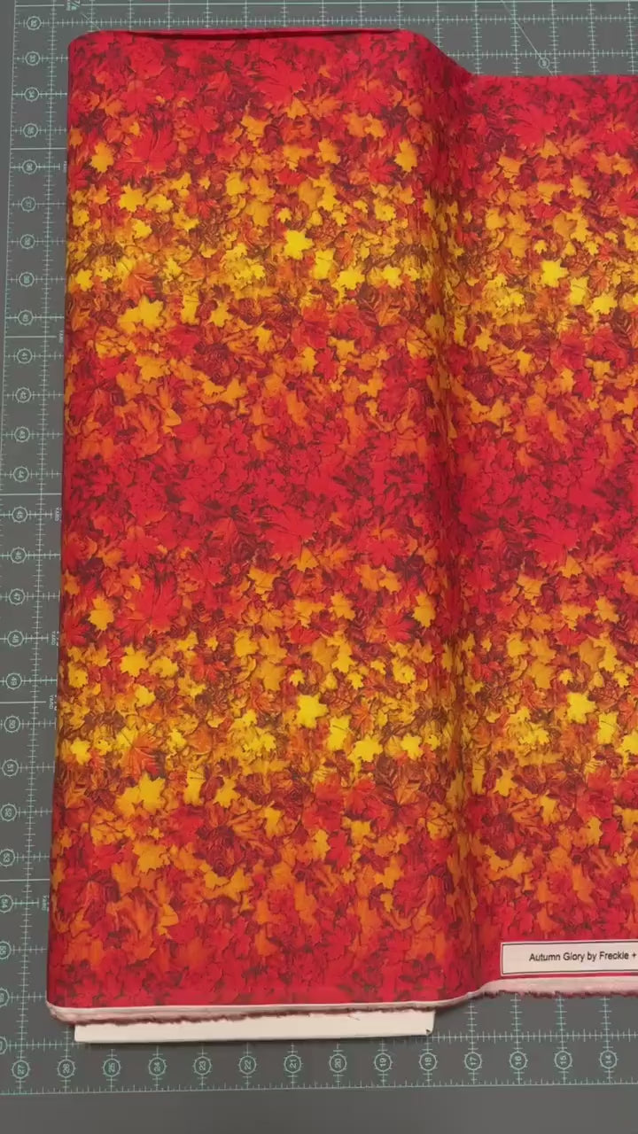 Fall Leaves Fabric - Autumn Glory Ombre Leaves - By Freckle & Lollie - 100% Cotton - Multicolor leaf vibrant nature theme - Ships NEXT DAY