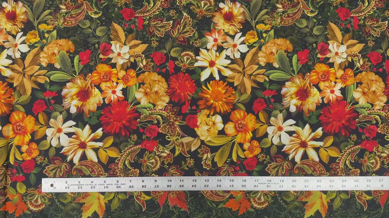 Harvest Beauty Border fabric - 100% Cotton - Benartex - Fall