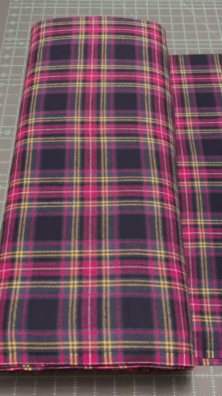 Plaid Navy FLANNEL Fabric - Marcus Fabrics - 100% Cotton Fabric