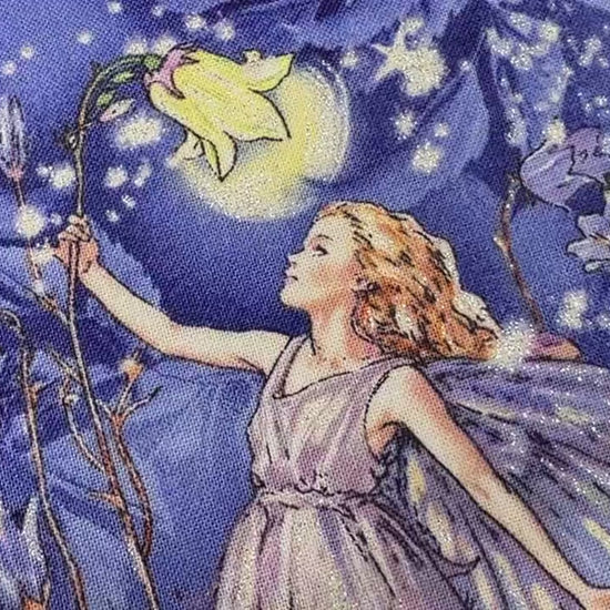 Night Fairies Fabric - Silver GLITTER Accents - 100% cotton - Michael Miller - DM5043-NITE-D
