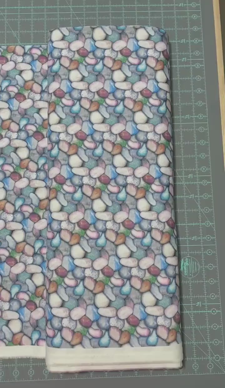 Rock fabric - Grey - Mystic Nature II - Oasis - 100% Cotton - Colorful rocks skipping stones beach rocks - SHIPS NEXT Day