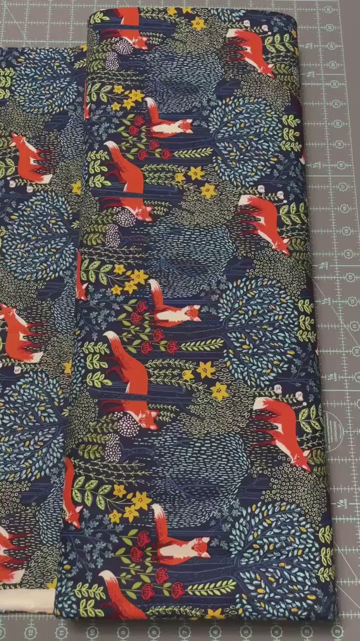 Fox Fabric - Into the Woods BLUE - 100% Cotton - Michael Miller