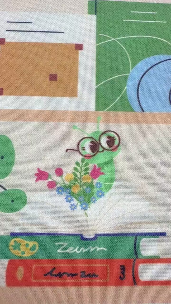 Book Worm Fabric - Book Shelves - 100% Cotton - Paintbrush Studio Fabrics - 12026515