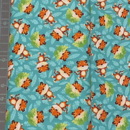 Tossed Tiger Fabric - 100% cotton - Henry Glass - Party Animals by Rob Parkinson