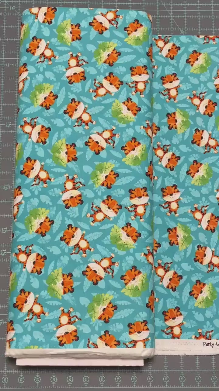 Tossed Tiger Fabric - 100% cotton - Henry Glass - Party Animals by Rob Parkinson