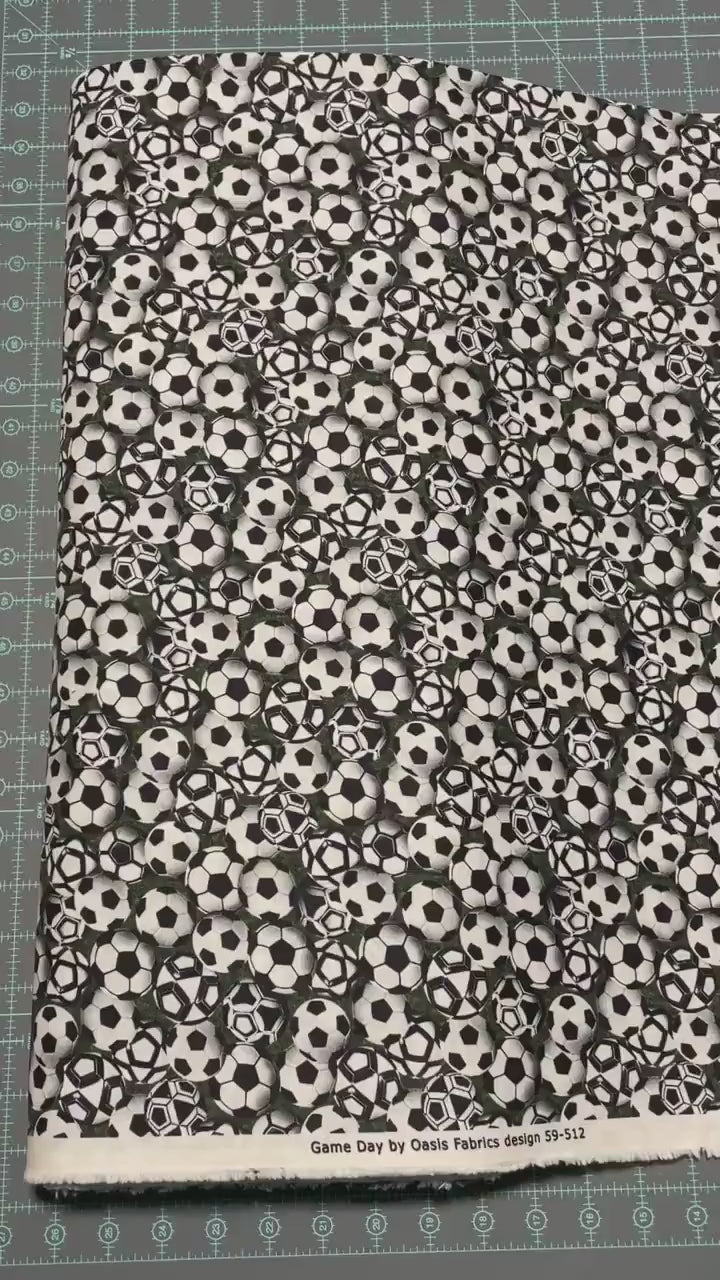 Soccer Fabric - Game Day 59-5121 - Oasis Fabrics - 100% Cotton - Quilting Cotton - Sports Fabric - Black and White Soccer ball