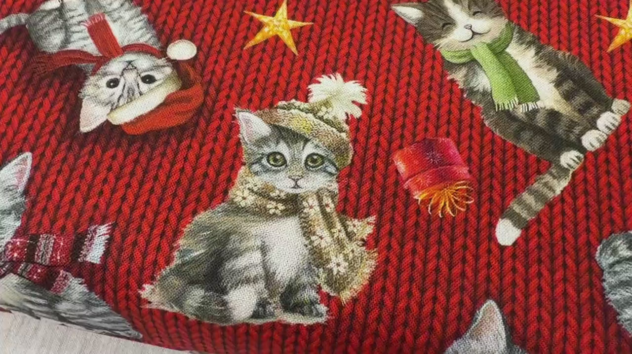 Christmas Cat Fabric - 100% cotton - Blank Quilting Corp - Purr-Fect Holiday Season