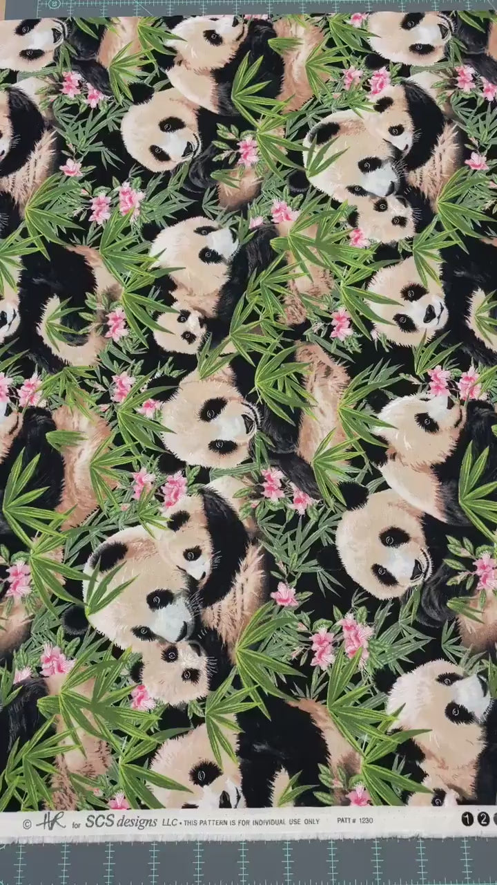 Panda Bear Fabric - 1230-BLACK